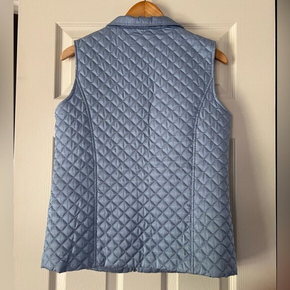 Allison Daley Women’s Quilted Vest Size 8 Blue Zip Front Pockets Lightweight Lay - Picture 3 of 3